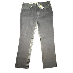 NWT Women’s Mid-Rise Faux Leather 80s Slim Jeans Universal Thread Black 14